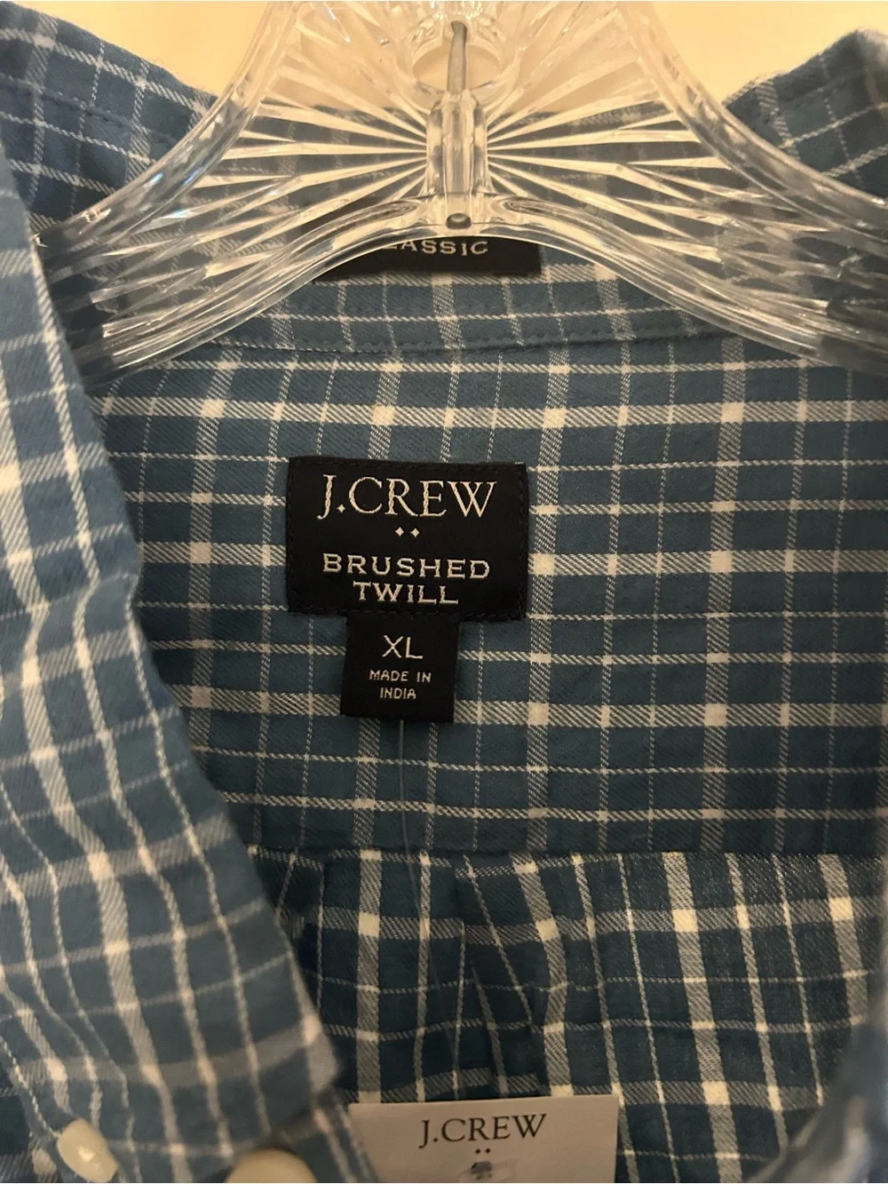 J. Crew Men’s Blue and White Plaid Button-Down Shirt